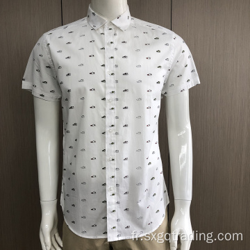 Chemise à manches courtes imprimée 100% coton pour homme